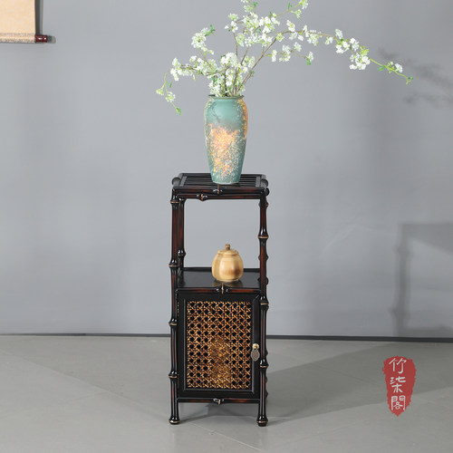 竹花几花架大漆筇竹家具竹编置物博古架宋代美学具收纳展示架茶柜 - 图3