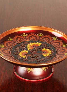 敬神供果盘专用佛前家用厚实莲花观音砂金供脚盘贡果贡盘贡佛堂