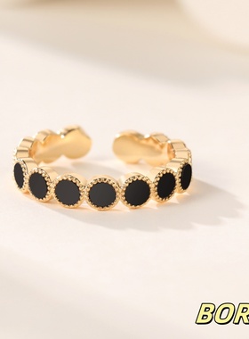 复古高级感黑锆石情侣指环