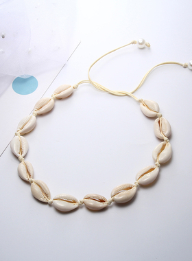 情侣编织闺蜜贝壳潮流锁骨链情侣