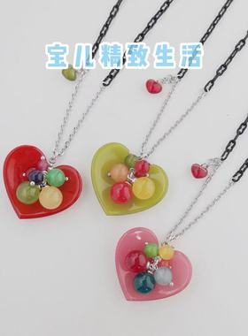 韩国饰品GRAIN de BEAUTE AZNAVOUR AZ正品 爱心珠串项链 毛衣链