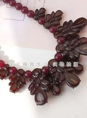 韩国饰品GRAIN de BEAUTE AZNAVOUR AZ正品 施华洛紫水晶项链