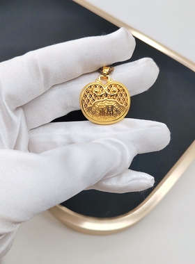 小红书推荐首饰金色花开福至吊坠国潮风新中式编绳项链可调节送礼