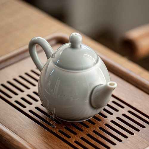 冰灰釉正把小茶壶｜雅致水滴壶新中式复古风墨竹陶瓷家用功夫茶具 - 图1
