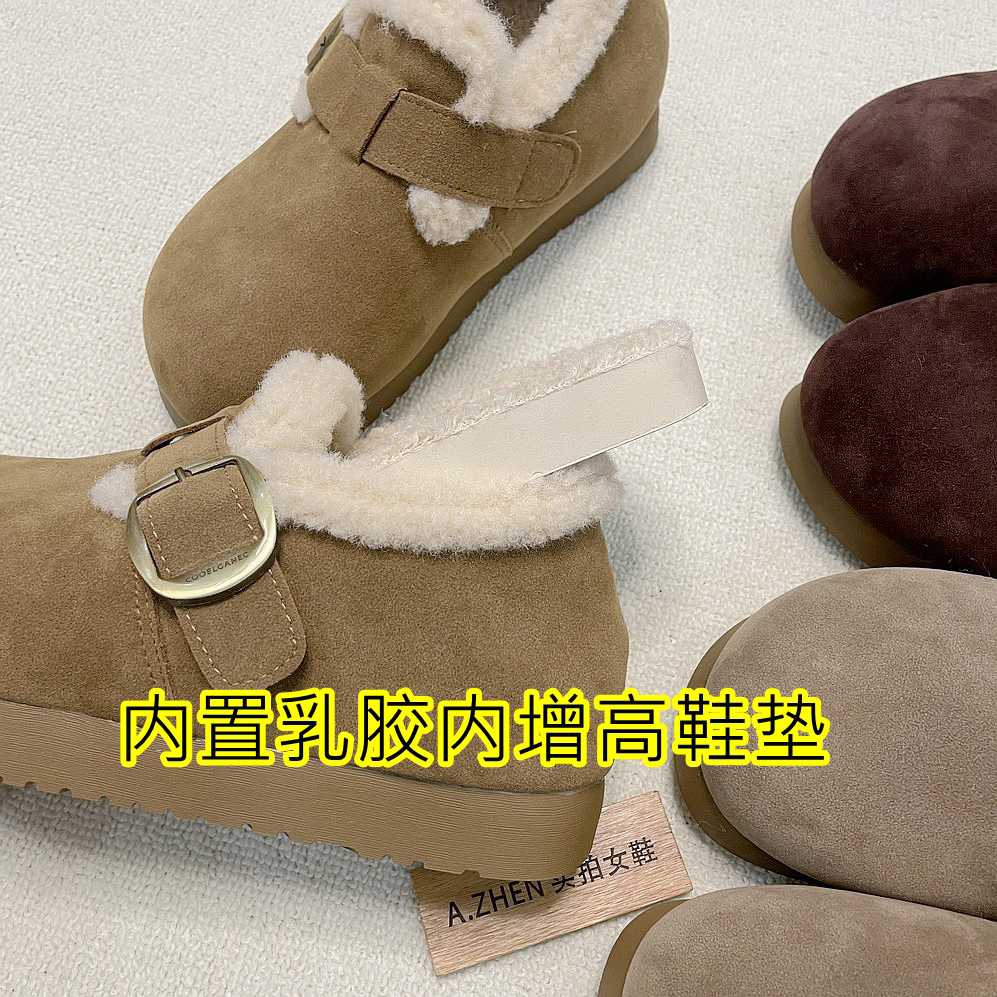 加绒勃肯鞋女毛毛鞋软底防滑内增高懒人鞋冬季保暖棉鞋外穿全包 - 图2