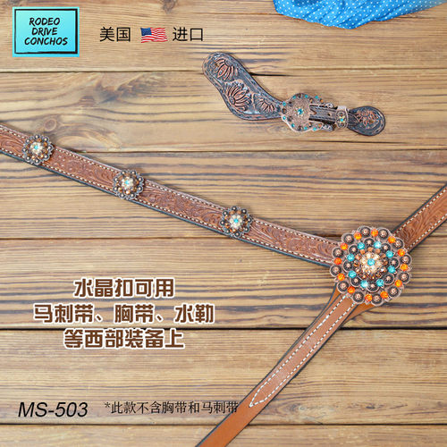 美国进口古铜香槟水晶装饰扣胸带水勒脚蹬马刺装饰扣马具装备配件 - 图3