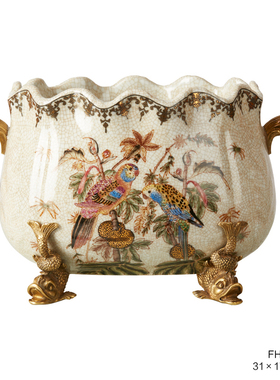 茱莉安法式欧式铜宽口花边花瓶