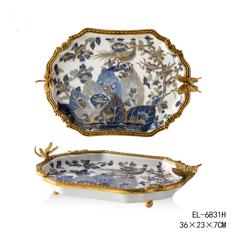 茱莉安法式陶瓷配铜中国风青花元素摆件别墅客厅茶几桌面将军罐,淘宝优惠券,粉丝福利购,淘宝优惠卷