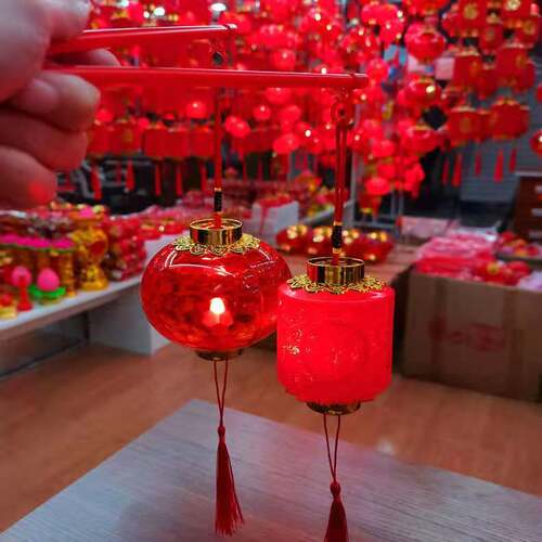 小灯笼儿童手提新款2025发光水晶投影挂饰春节新年玩具红非遗玩具 - 图0