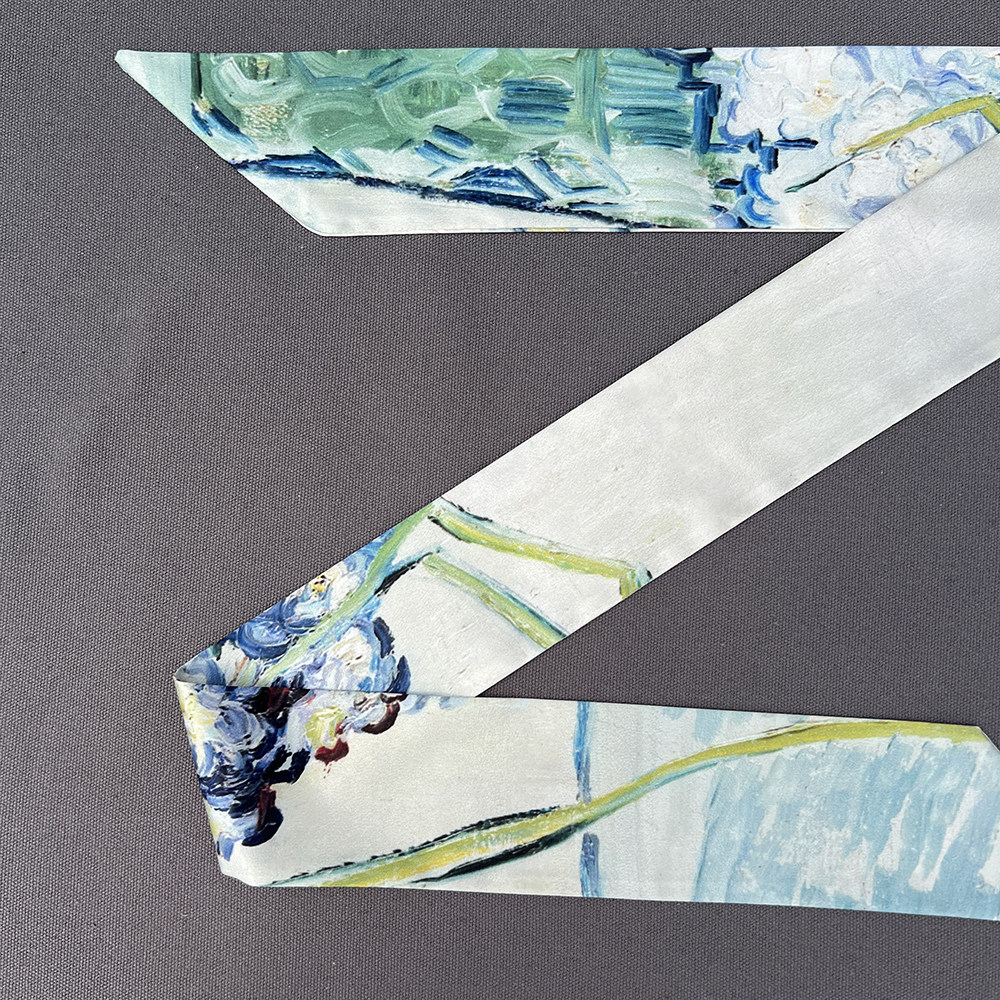 梵高油画花康乃馨玻璃飘带丝带百搭长条窄丝巾发带编发绕包绕耳机,淘宝优惠券,粉丝福利购,淘宝优惠卷