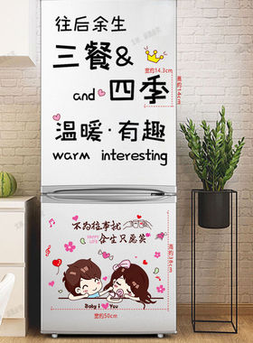 网红双开门冰箱贴纸对开往后余生装饰冰箱贴画出租屋室内墙上贴画
