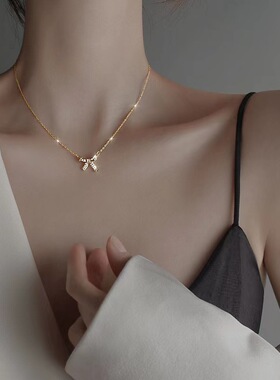 时尚纯银蝴蝶结项链女潮款S925银锁骨链ins轻奢小众颈链情侣礼物