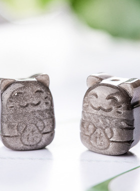 星雨 天然水晶银耀石小龙猫吊坠男女 雕刻DIY手链手串钥匙挂件