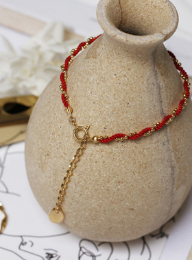 黑兔年红绳不褪色手链