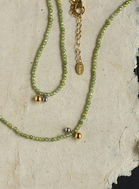 不褪色~绿色简约串珠项链