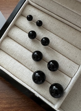 S925纯银韩版小众基础款黑玛瑙耳钉韩系时尚简约通勤百搭耳环耳饰