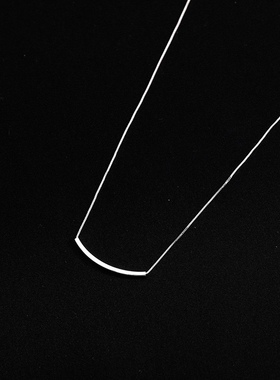 纯银弯管微笑项链女夏小众设计简约弧形s925锁骨链吊坠礼物送女友