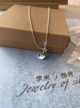 S925纯银苹果切片吊坠项链锁骨链时尚简约饰品圣诞节平安果小众