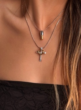 【DASEIN】情人节520礼物轻奢高级感救赎神圣银色十字架锆石项链