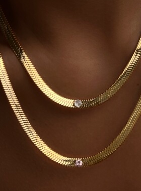 欧美复古ins镶钻祖母绿刀片链