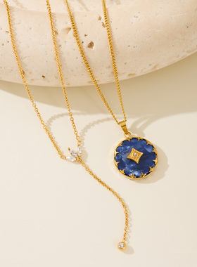 DASEIN ACC欧美2024新款爆款轻奢时髦通勤风蓝色海洋之星金色项链
