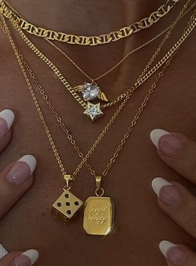 DASEIN5A锆石钛钢天使翅膀锁骨链