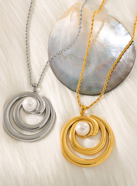 【DASEIN】INS博主同款18k镀金细麻花链春夏季海洋风漩涡珍珠项链