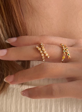 【DASEIN】欧美小众设计师风格高颜值易出片轻奢时髦锆石开口戒指