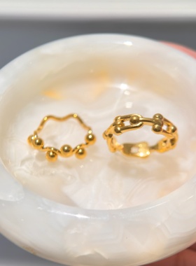 【DASEIN】欧美秋季潮流高级高质感简约独特设计马蹄扣素圈戒指