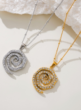 【DASEIN】欧美冬季潮流CHIC风简约独特设计漩涡锆石甜美风项链