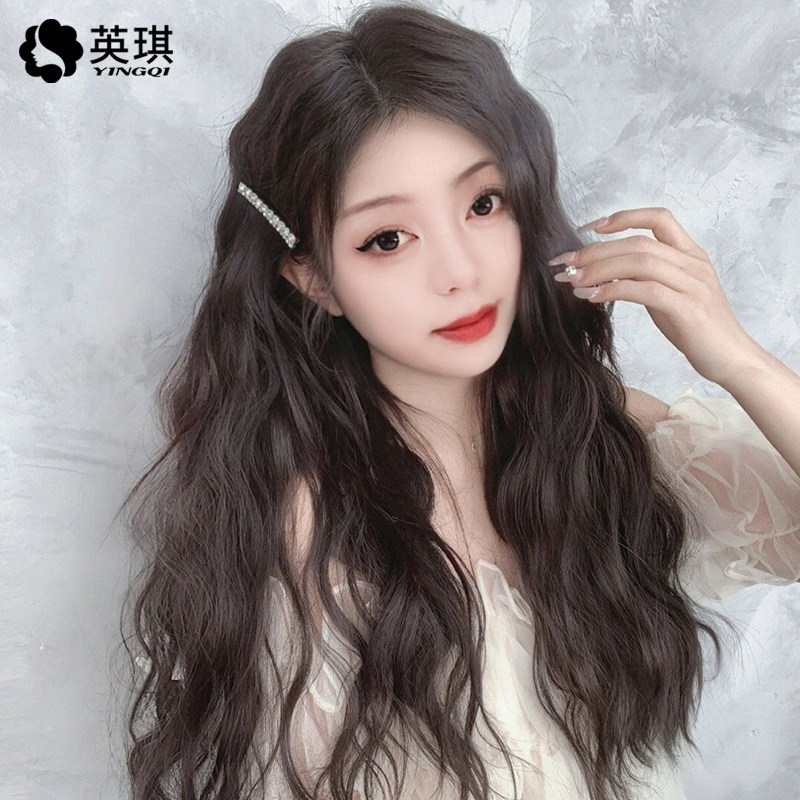 英琪假发女长发减龄芭比羊毛卷长卷发轻薄蕾丝自然全真人发全头套