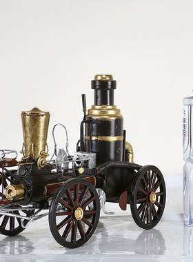 19世纪老式四轮蒸汽火车头摆件