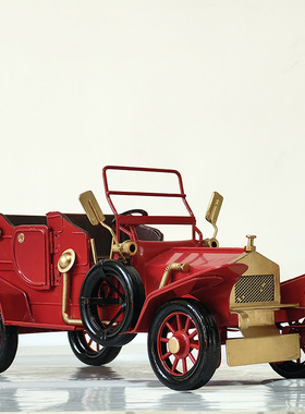 复古欧式敞篷古董老爷车模型摆件