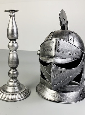 复古铁艺中世纪盔甲桌面摆件