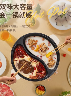 乐扣乐扣多用途锅6L鸳鸯电火锅