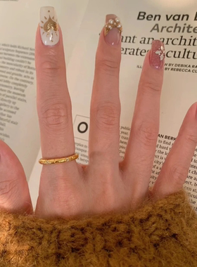 新款复古高颜值拉丝素圈麦穗麻花边开口戒指女小众时尚百搭指环潮