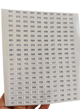 美甲长方形不透明底数字贴纸1-400排序编号标签指甲油胶色号标贴