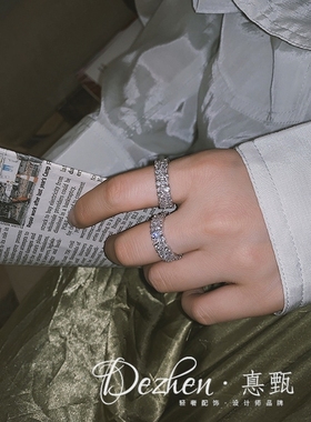 欧美夸张气质闪钻锆石食指戒指网红时尚个性简约关节开口指环潮女