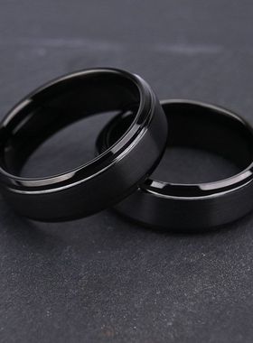468宽三种宽度黑色哑光砂面钨钢戒指高品质欧美时尚简约情侣对戒