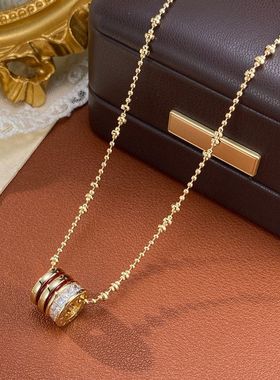 法式精致时尚百搭镶钻红色小蛮腰项链个性轻奢复古简约设计感颈链