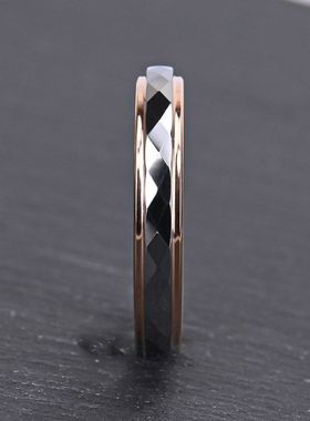 4宽钨钢钻石菱形批花间电玫戒指女士尾戒情侣对戒现货一件代发
