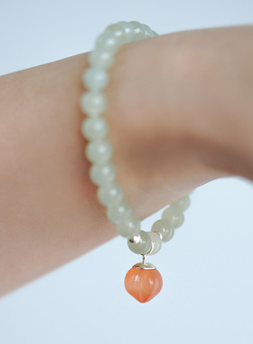 玉源原创和田玉蜜桃手链玉石