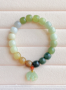 原创和田玉多宝小象饰品晴水手串