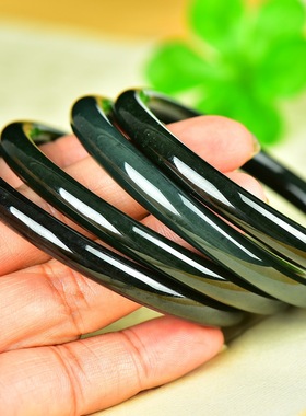 天然和田玉塔青手镯女款真品新疆青玉圆条手镯直播间货源厂价