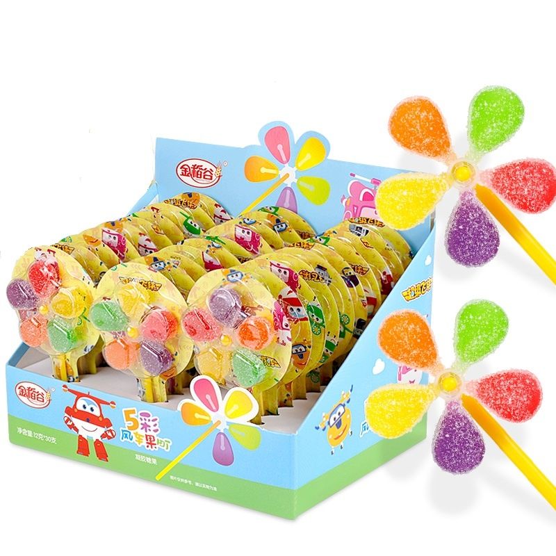 金稻谷风车糖五彩棒棒糖橡皮软糖盒装网红糖果儿童小包装零食 - 图1