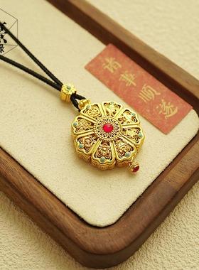 新中式古法黄金色镂空八宝项链