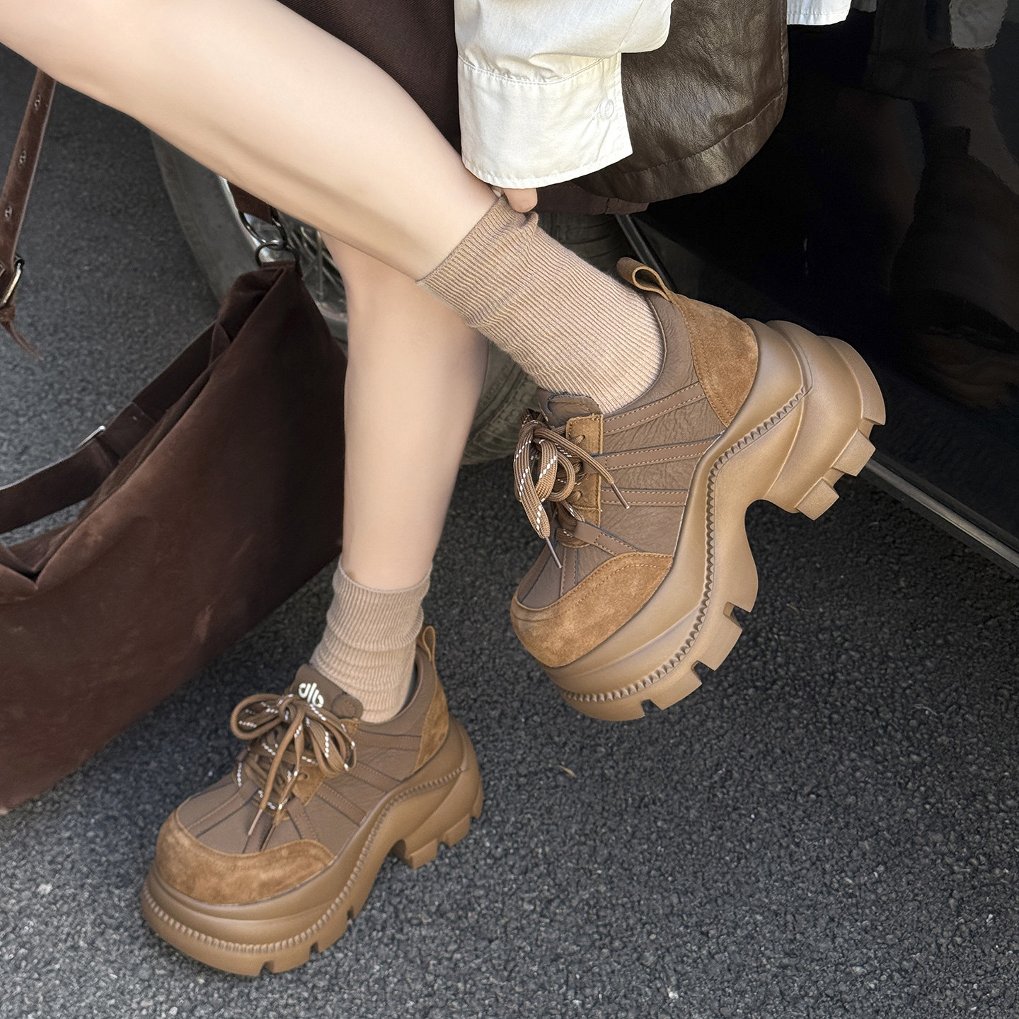 增高大头鞋9cm女欧货2025秋冬新款显高小个子潮单鞋显腿长松糕鞋,淘宝优惠券,粉丝福利购,淘宝优惠卷