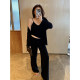 ໂສ້ງຂາຍາວແບບ Knitted Cardigan Camisole ຊຸດສາມສ່ວນ