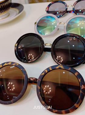 墨镜圆框复古风树脂配近视太阳镜