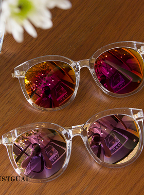 韩版大框显脸小墨镜贝壳粉色